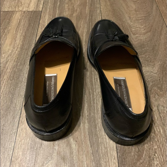 JOHNSTON MURPHY Black Italian Calf Leather Tasseled Slip-On Loafer Size 9M - Picture 3 of 7